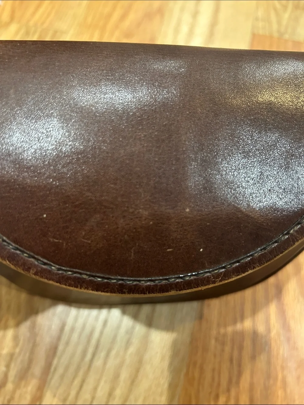 Vintage Handmade Brown Leather Crossbody Camera Bag Classic Womens Saddle Style